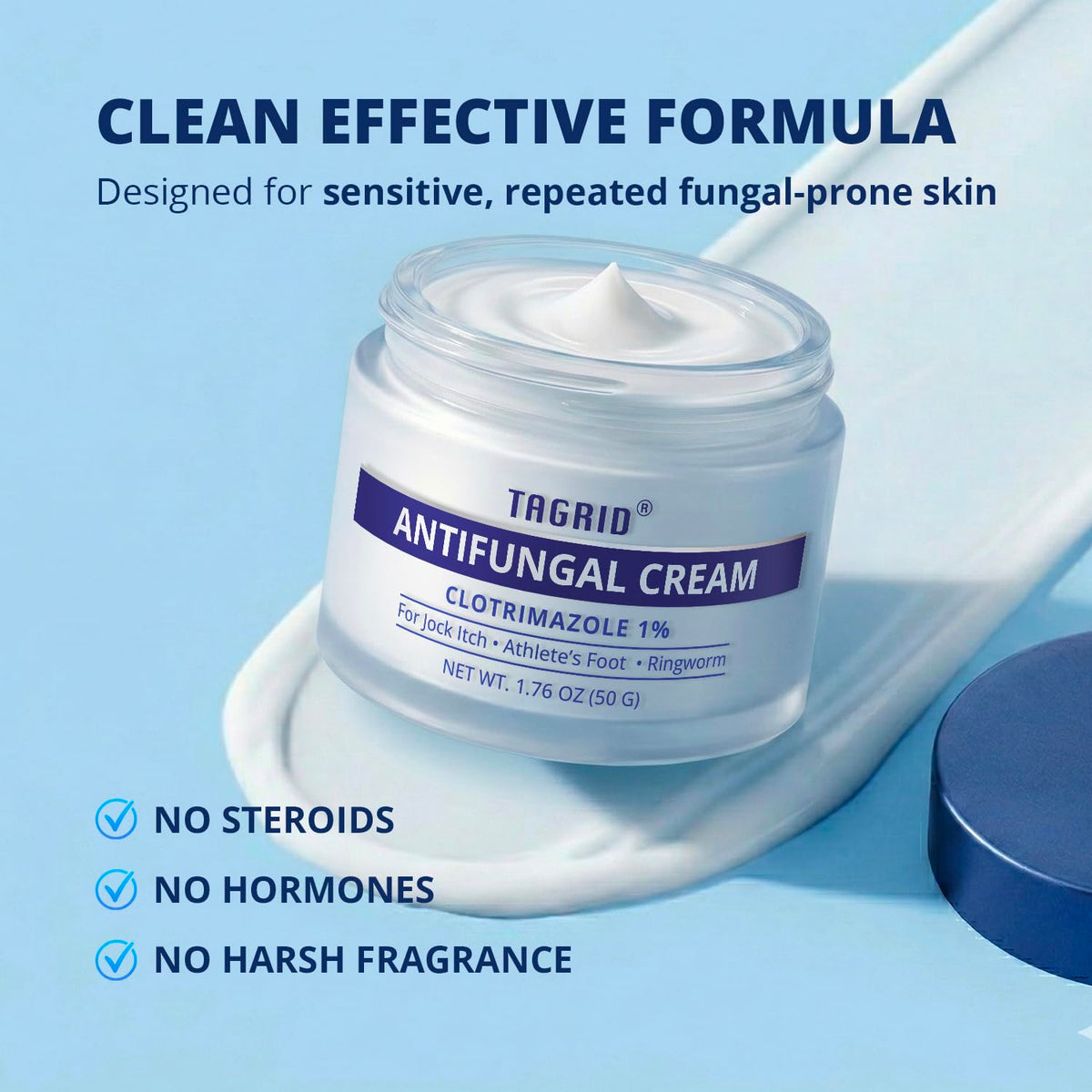 TAGRID antifungal cream for face skin – clean formula free from hormones, parabens and sulfates, gentle antifungal cream for skin folds and sensitive skin