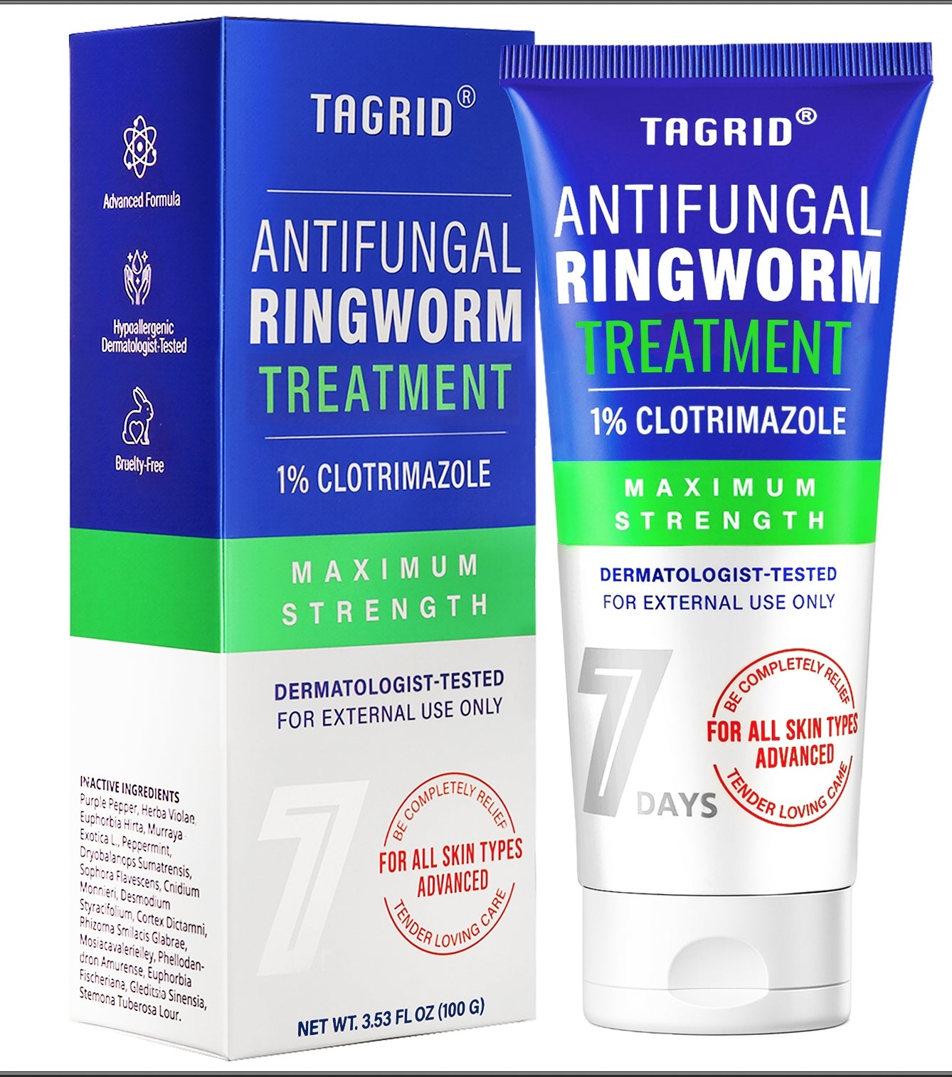 TAGRID antifungal ringworm Relief cream with clotrimazole 1 percent for fungal infection relief and healthier skin