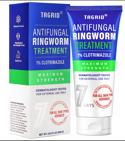 TAGRID antifungal ringworm Relief cream with clotrimazole 1 percent for fungal infection relief and healthier skin