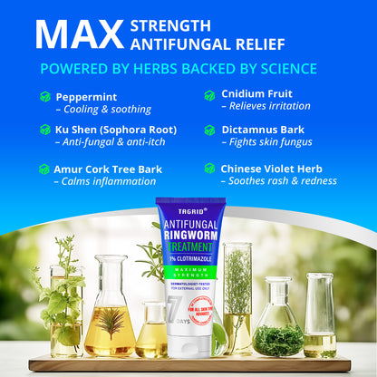 TAGRID Clotrimazole 1% Cream formulated with soothing botanical extracts for natural skin care.