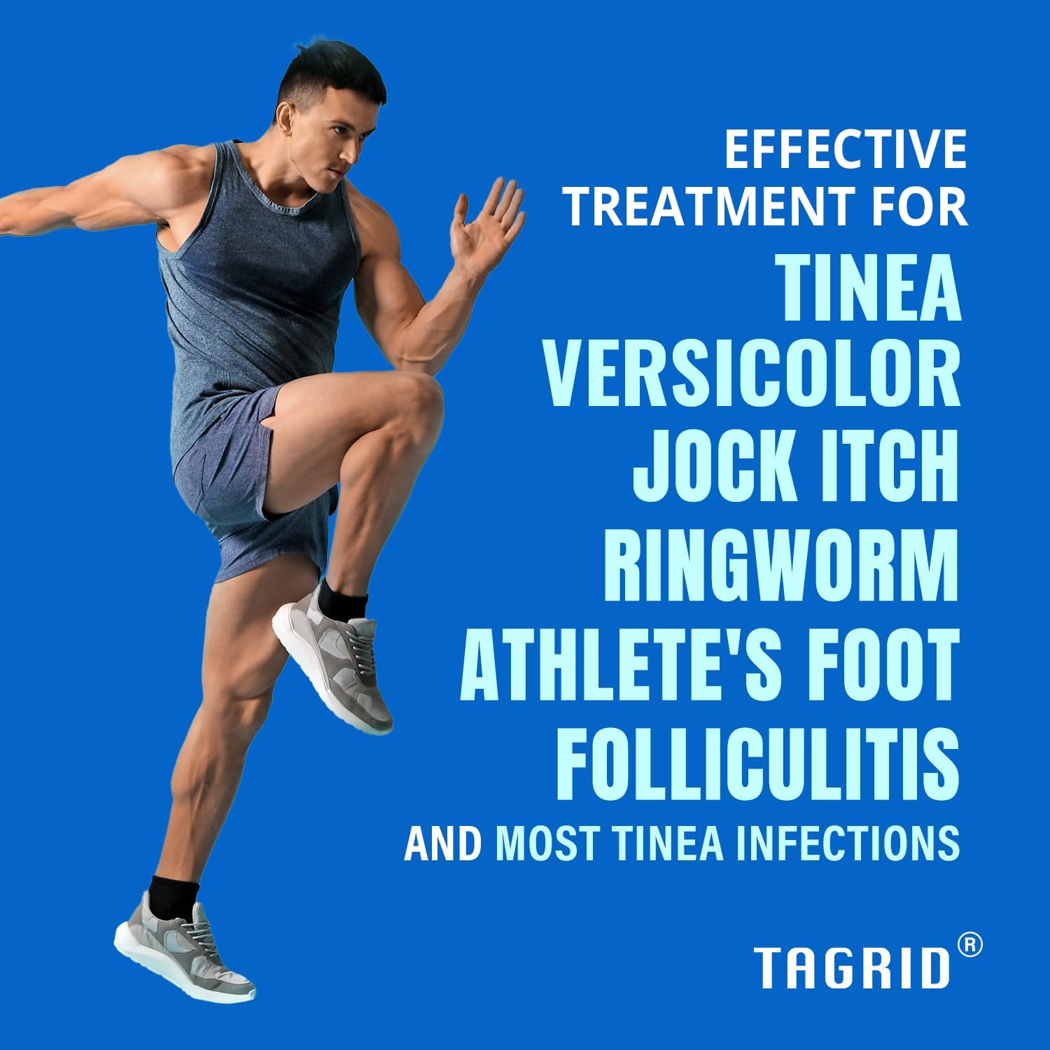 antifungal Relief for tinea versicolor, jock itch, ringworm, athlete’s foot, and folliculitis with TAGRID soap and cream kit