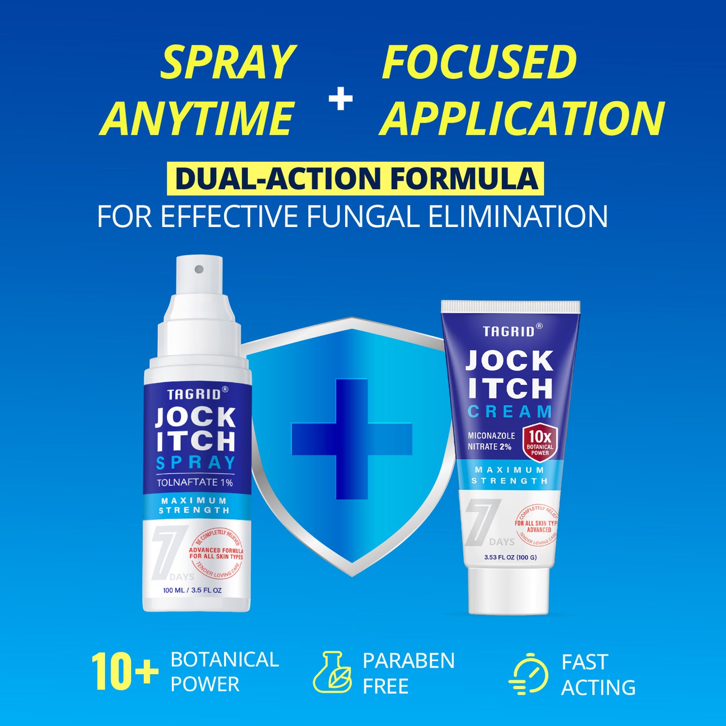 TAGRID Antifungal Spray cream Jock Itch relief tolnaftate 1 percent dual action formula Spray anytime+forcused application