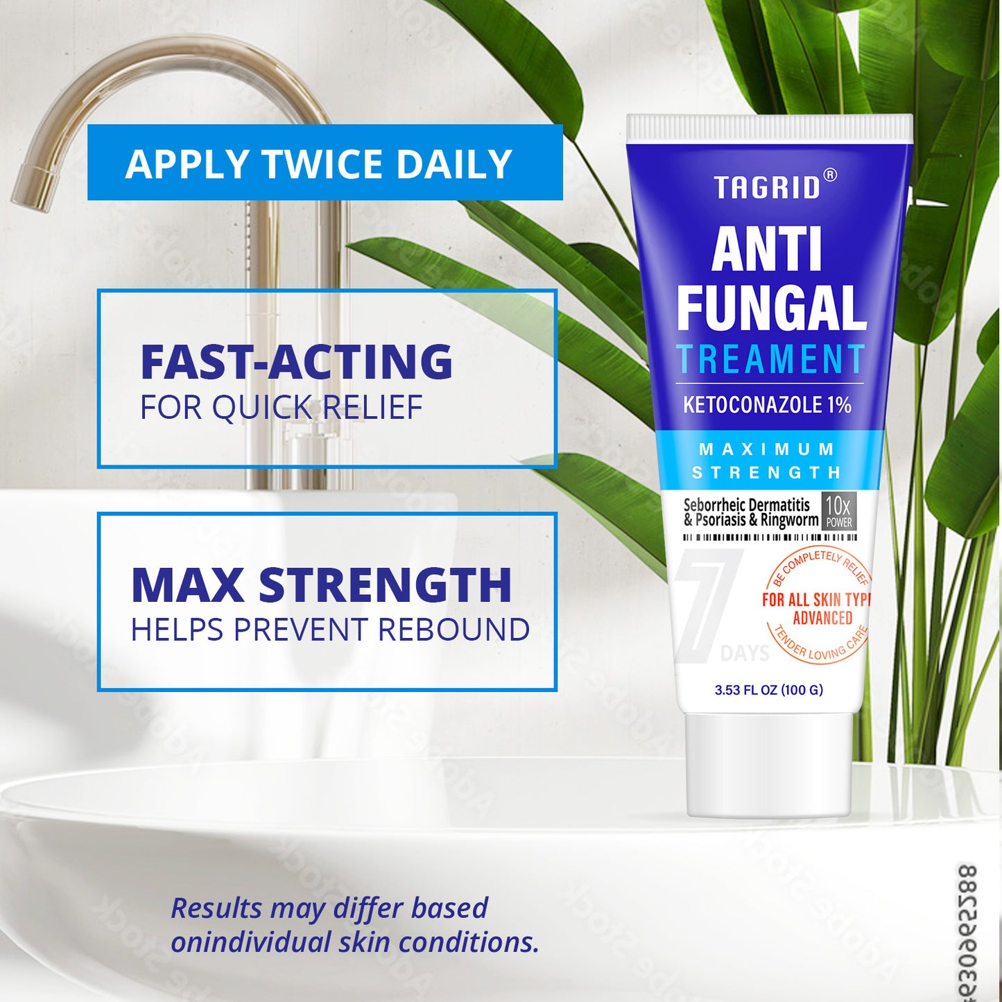 TAGRID Antifungal Treatment - Apply twice daily for visible results fast acting for quick relief and max strength helps prevent rebound