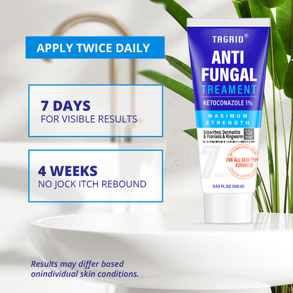 TAGRID Antifungal Treatment - Apply twice daily for visible results in 7 days and no jock itch rebound in 4 weeks