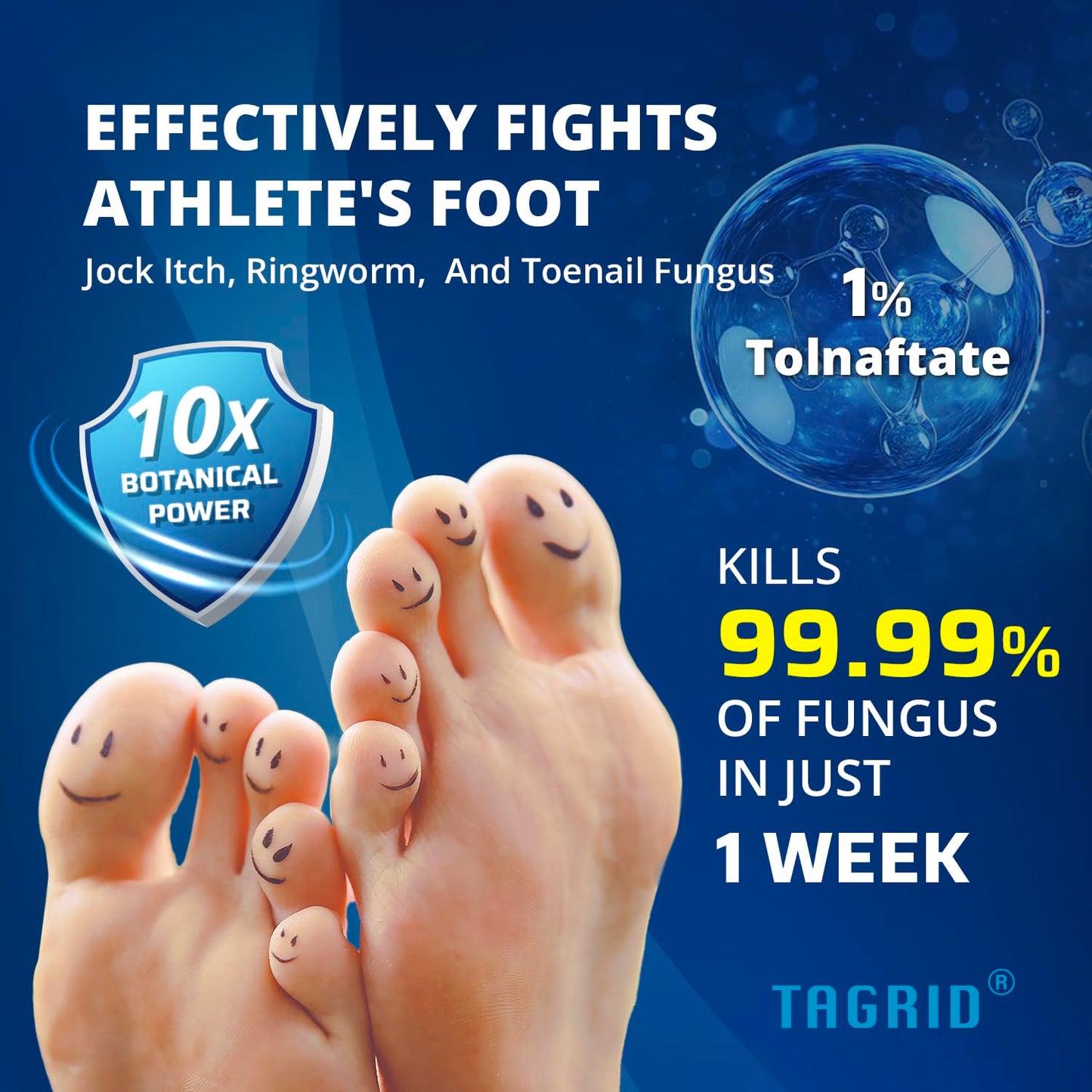 antifungal cream with tolnaftate 1 percent helps support relief from athlete’s foot symptoms and promotes healthy skin on feet