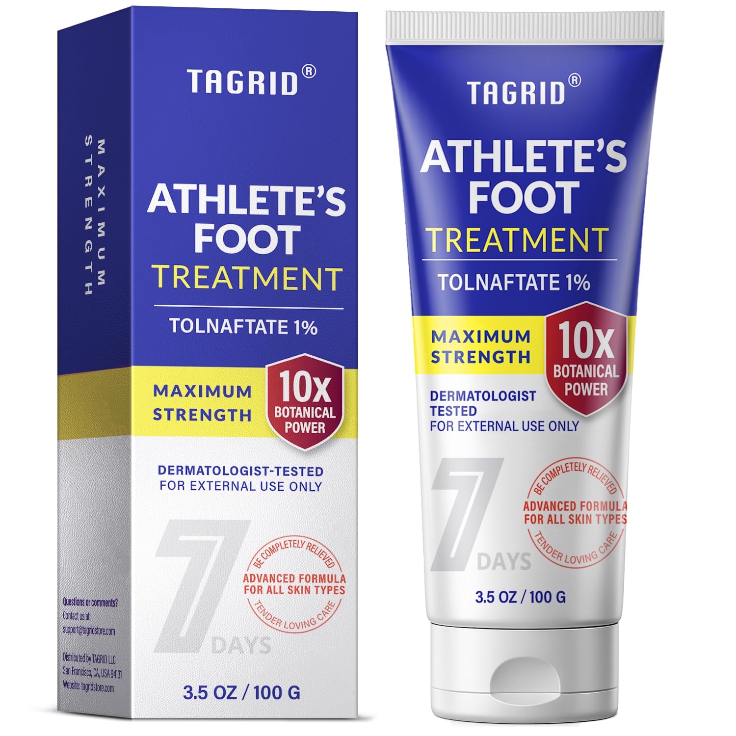 TAGRID athletes foot antifungal cream with tolnaftate 1 percent helps relieve itching and supports healthy skin on feet