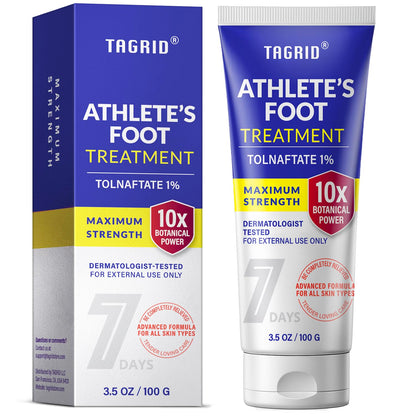 TAGRID athletes foot antifungal cream with tolnaftate 1 percent helps relieve itching and supports healthy skin on feet
