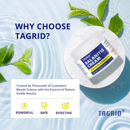 TAGRID balanitis antifungal cream with clotrimazole 1 percent supports skin comfort with a gentle formula designed for sensitive areas