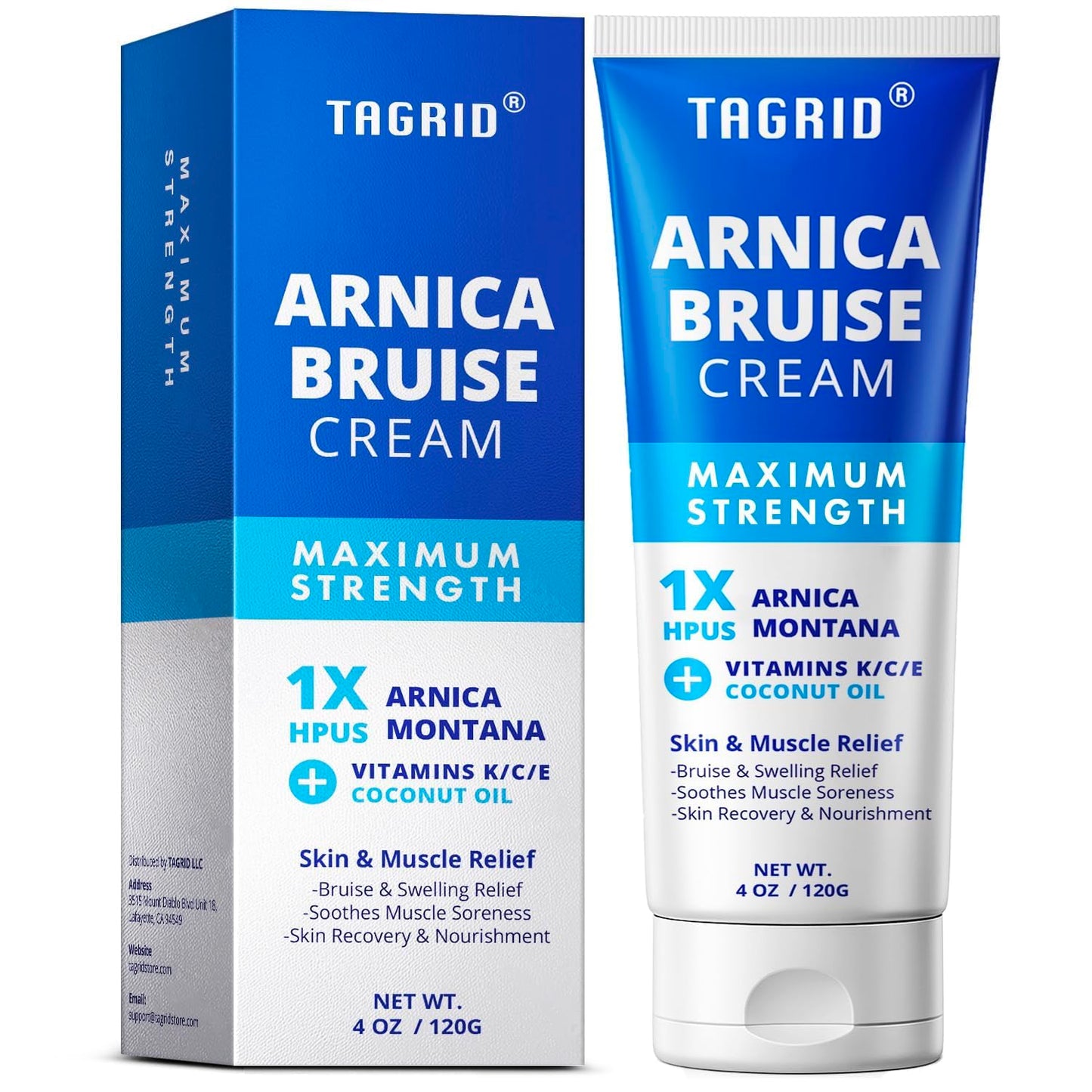 TAGRID Arnica Cream Extra Strength: Fast Pain Relief Arnica Bruise Cream with Vitamin K for Bruising and Swelling on Thin Skin, Joint Pain, Muscle Pain, Soreness (4 Ounce (Pack of 1))