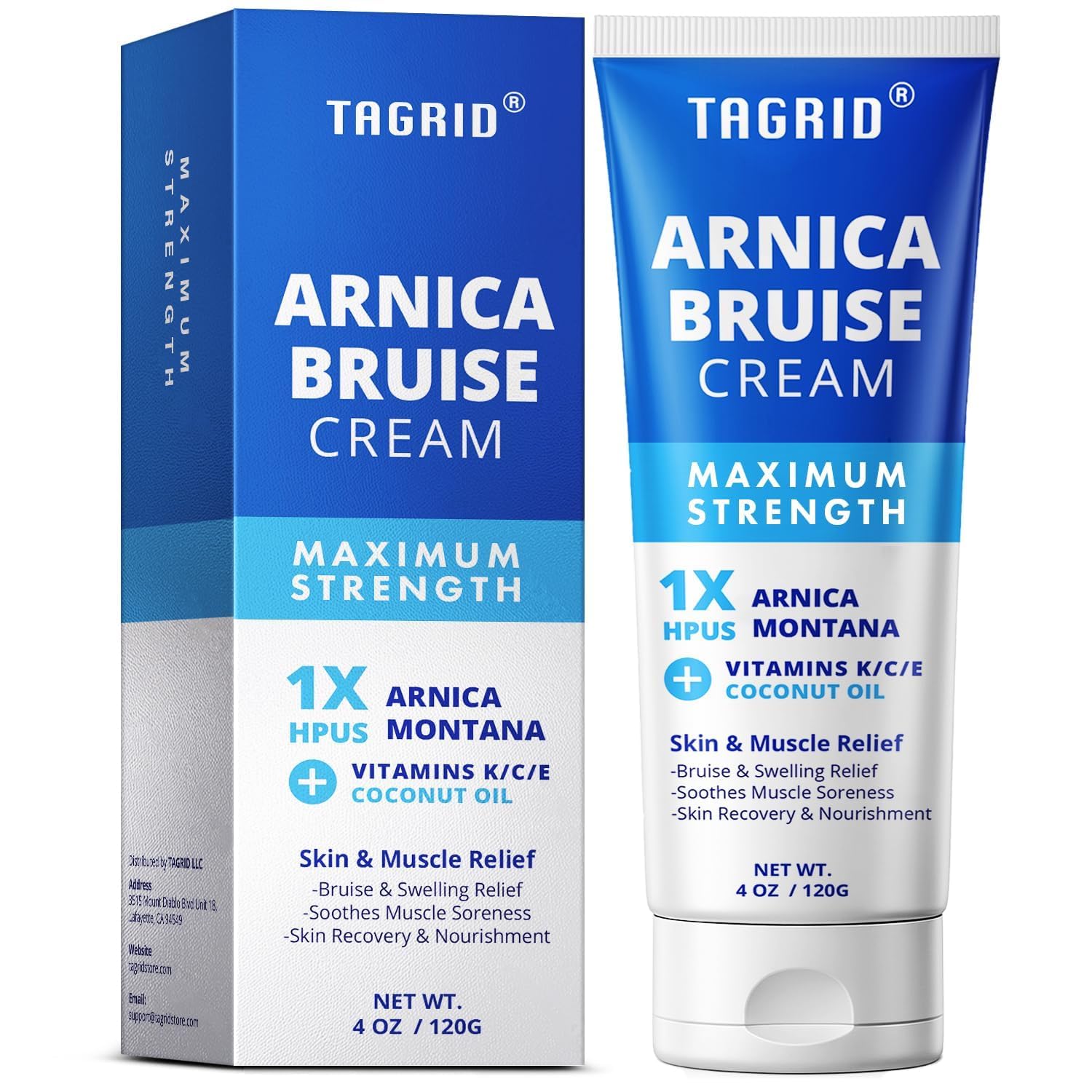 TAGRID Arnica Cream Extra Strength: Fast Pain Relief Arnica Bruise Cream with Vitamin K for Bruising and Swelling on Thin Skin, Joint Pain, Muscle Pain, Soreness (4 Ounce (Pack of 1))