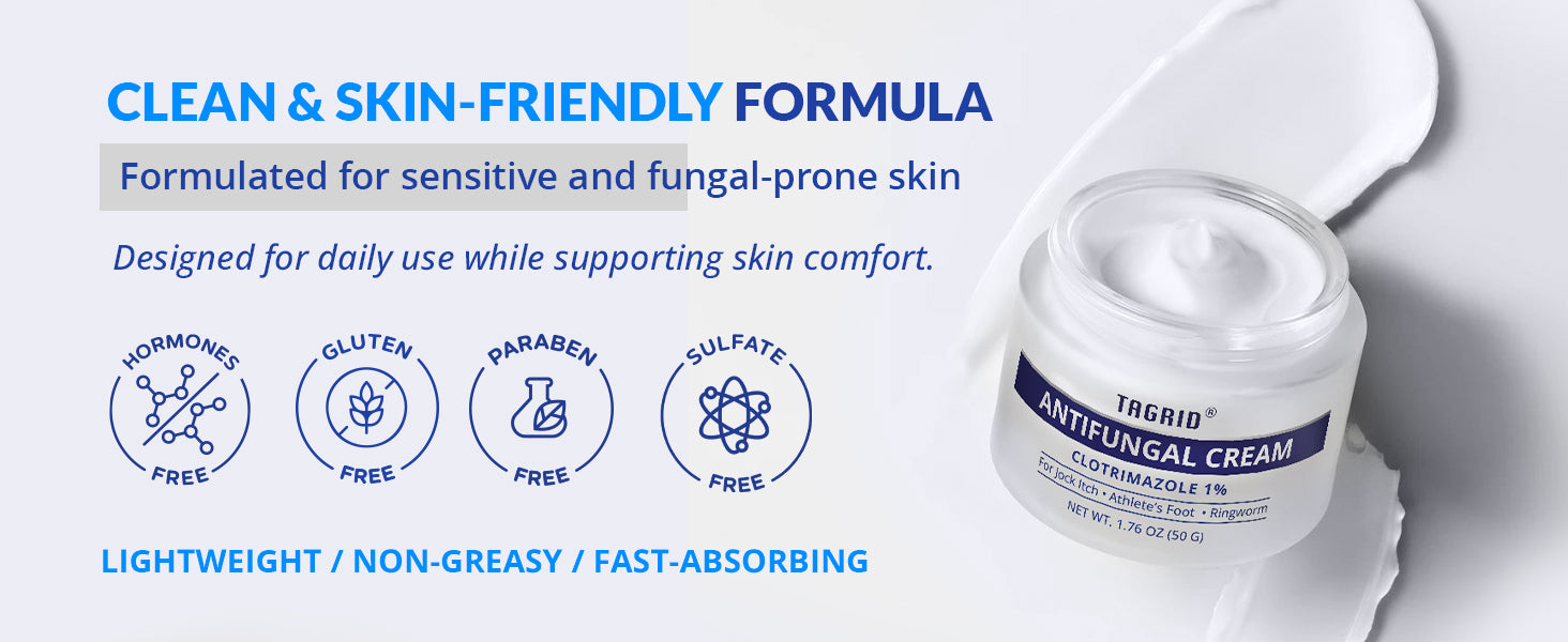 TAGRID antifungal cream for face skin – clean formula free from hormones, parabens and sulfates, gentle antifungal cream for skin folds and sensitive skin
