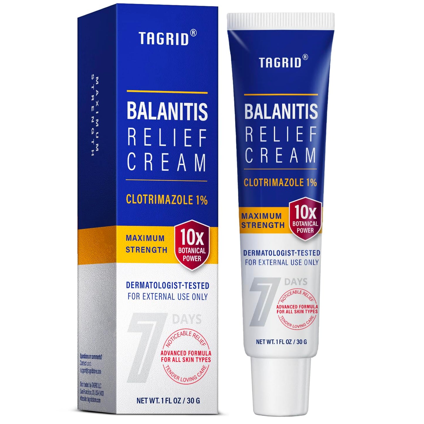TAGRID balanitis relief antifungal cream with clotrimazole 1 percent for itch relief and sensitive intimate skin care