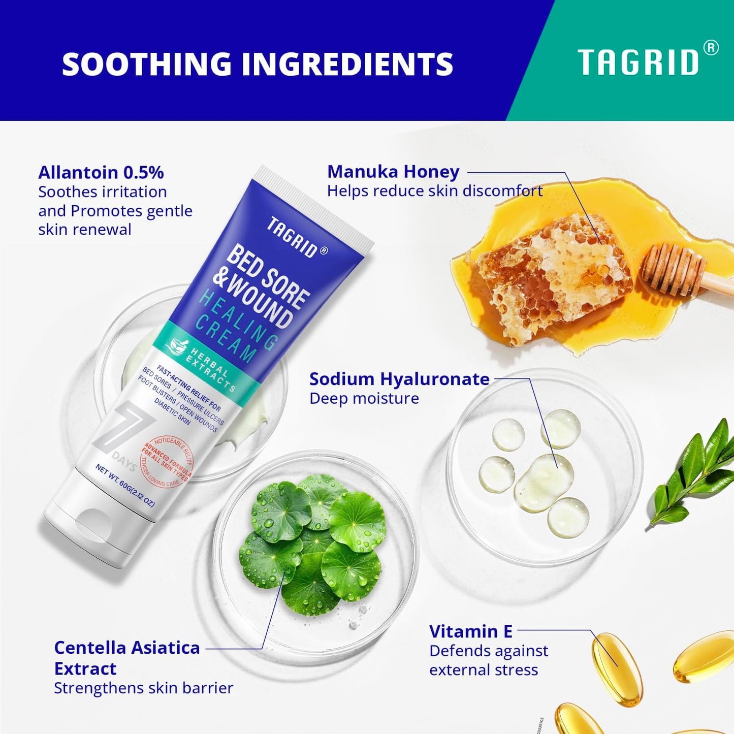 skin protectant cream with allantoin, manuka honey, and moisturizing ingredients helps soothe skin and support the natural skin barrier