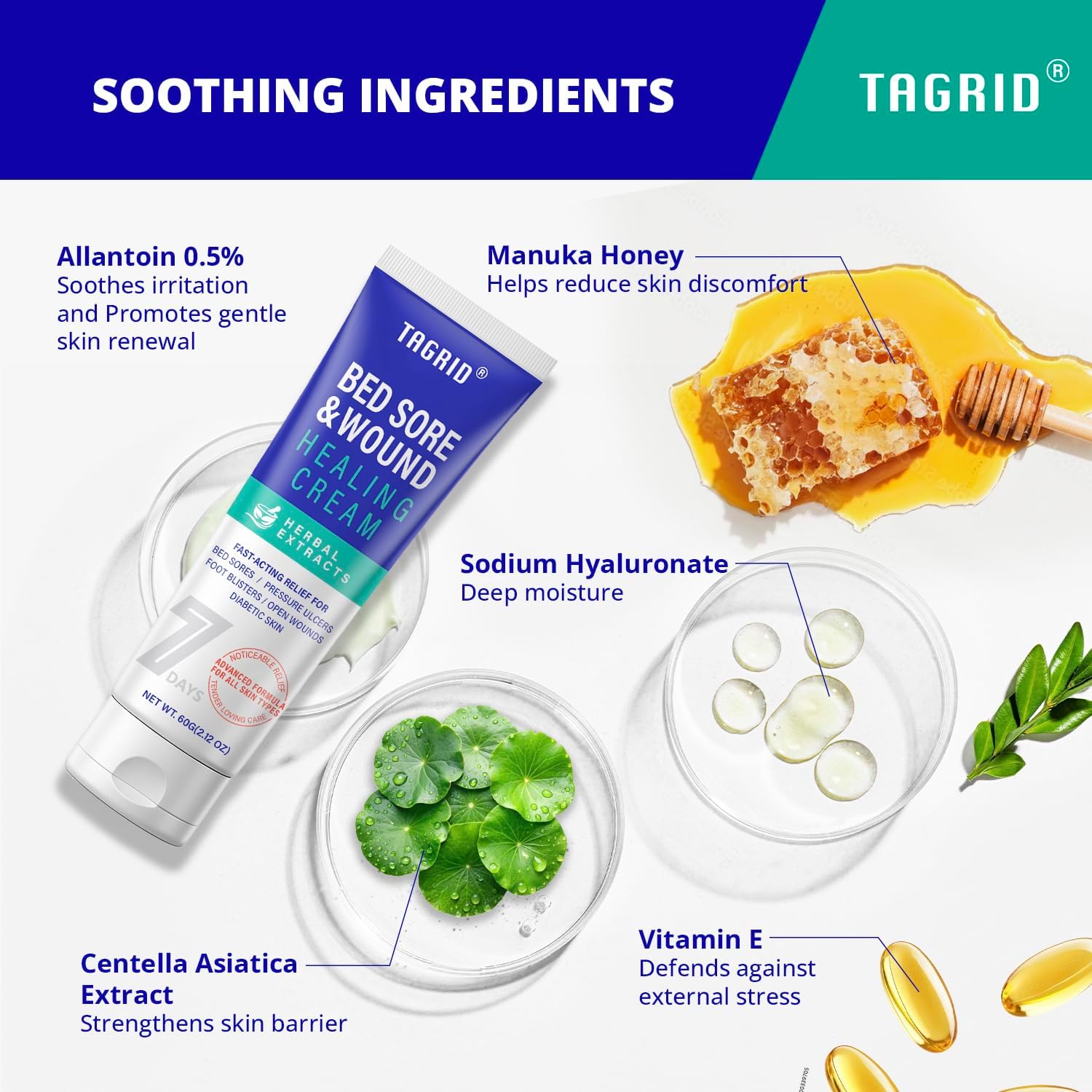 skin protectant cream with allantoin, manuka honey, and moisturizing ingredients helps soothe skin and support the natural skin barrier