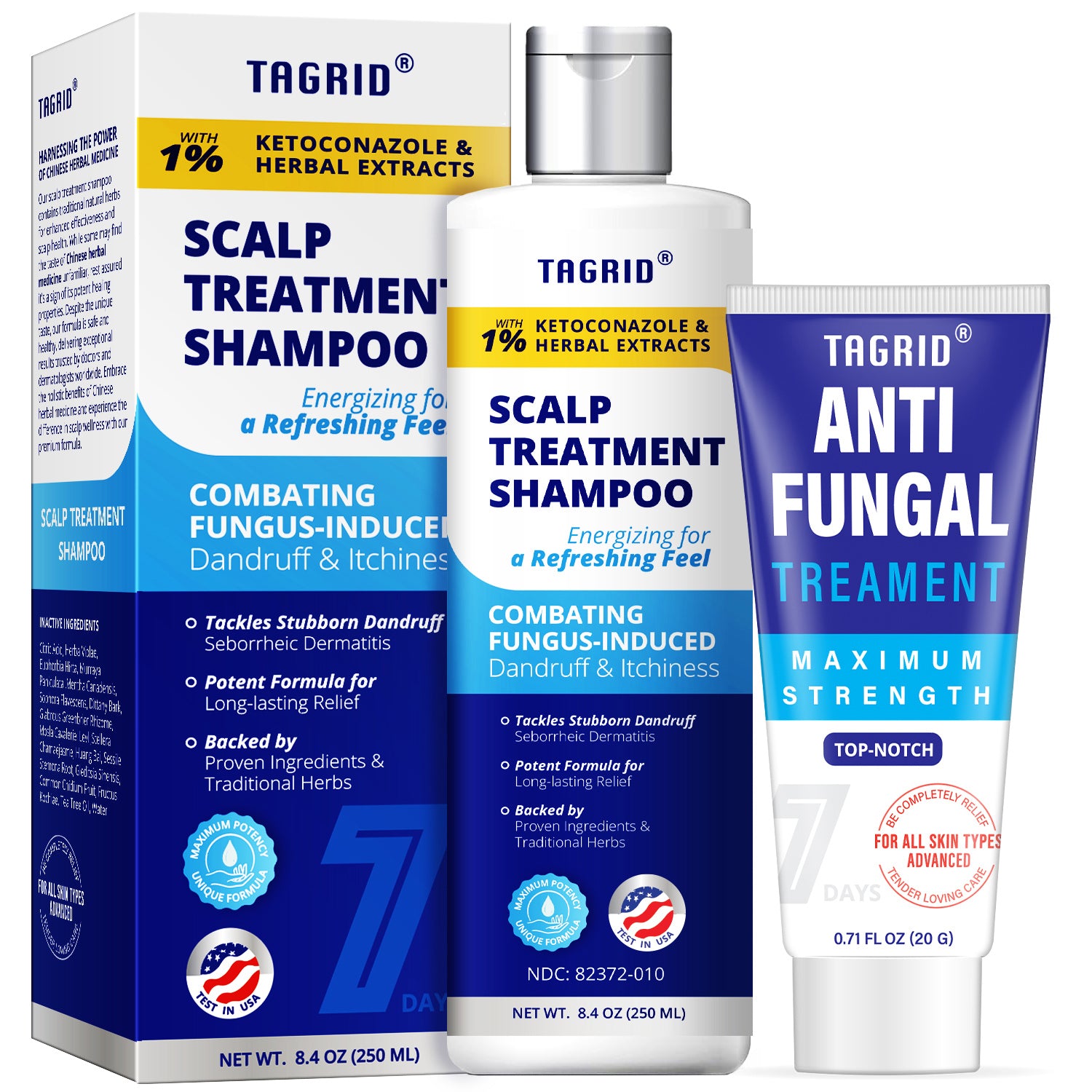 TAGRID Anti-Fungal Treatment Cream and Shampoo combo recommended for stubborn scalp conditions, providing fast and lasting relief