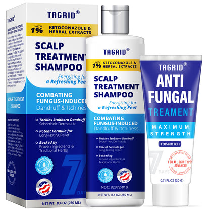 TAGRID Anti-Fungal Treatment Cream and Shampoo combo recommended for stubborn scalp conditions, providing fast and lasting relief