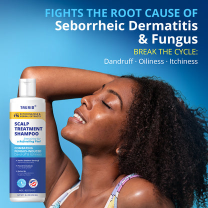 TAGRID Scalp Support Shampoo formula designed to balance scalp oil and reduce visible flakes for continuous comfort.