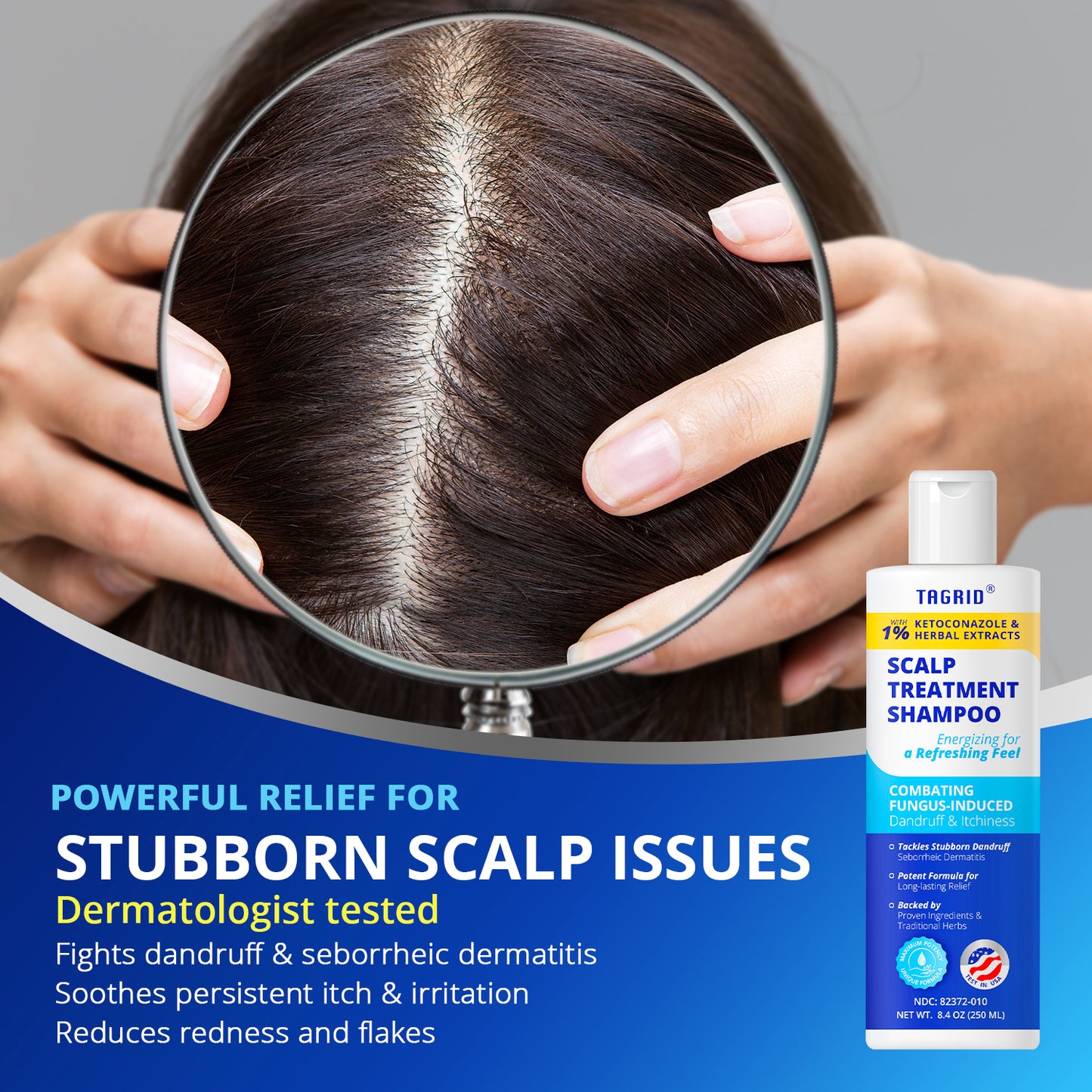 Advanced formula designed to relieve stubborn scalp discomfort and visible flakes.