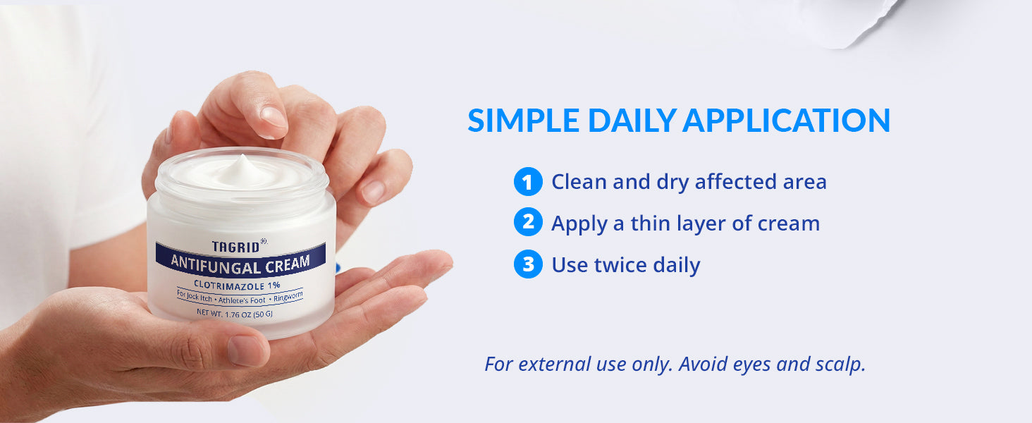 TAGRID anti fungal foot cream – simple daily application, fast-absorbing antifungal skin cream for body, feet fungus treatment and skin folds

