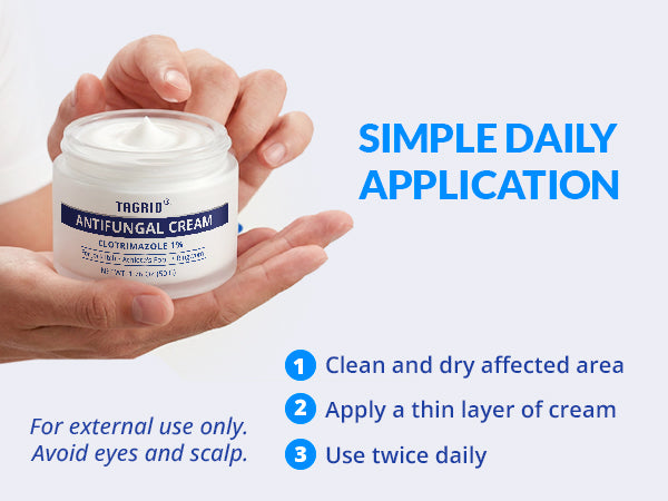 TAGRID anti fungal foot cream – simple daily application, fast-absorbing antifungal skin cream for body, feet fungus treatment and skin folds