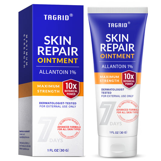 TAGRID Skin Repair Ointment with 1% Allantoin for ingrown hair, folliculitis, and irritation relief. Maximum Strength formula with botanical power, dermatologist-tested for sensitive skin, 1 oz.