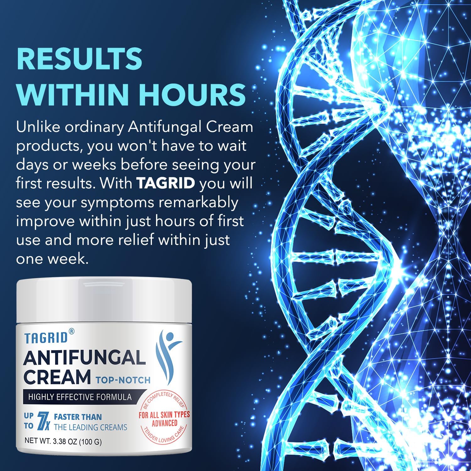 TAGRID antifungal cream fast acting skin support formula with clotrimazole 1 percent helps improve skin comfort and visible results with consistent use