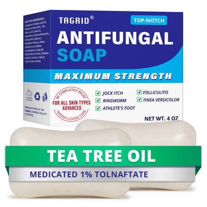 TAGRID antifungal soap 2 pack with tea tree oil supports daily cleansing routine and helps maintain skin comfort including folliculitis prone skin