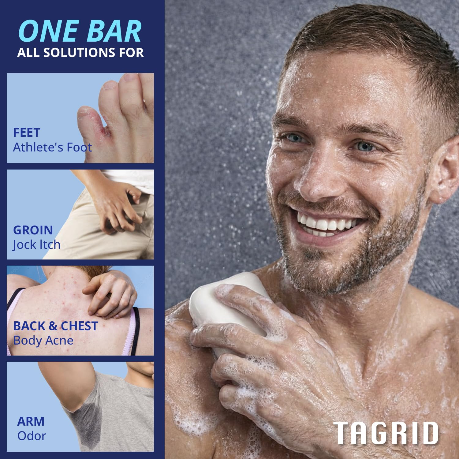 TAGRID antifungal soap for full body cleansing suitable for feet groin back chest and underarms supports daily hygiene and skin comfort