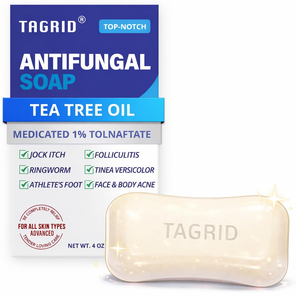 TAGRID antifungal soap with tea tree oil helps cleanse skin and supports a healthy skin environment for daily use