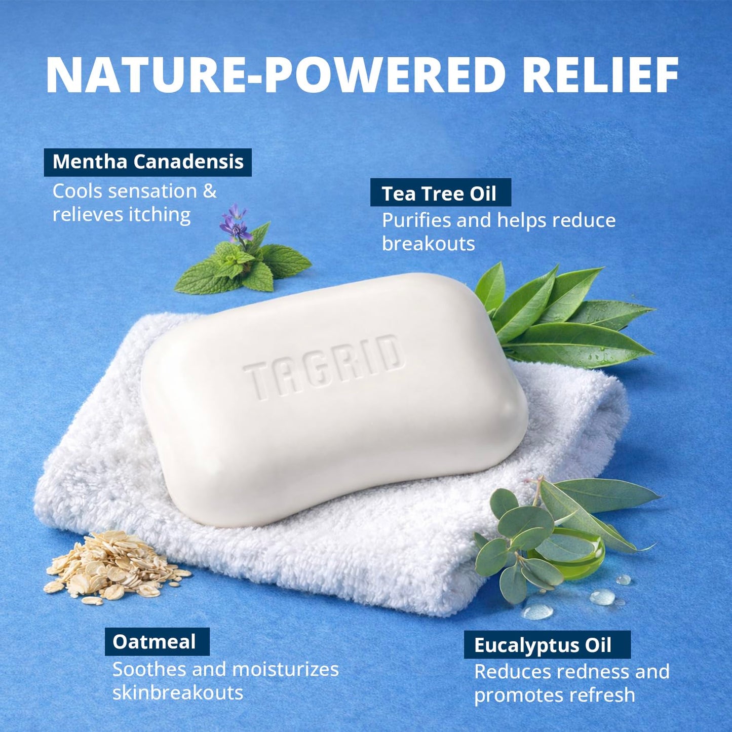 TAGRID antifungal soap with tea tree oil oatmeal and botanical ingredients supports gentle cleansing and skin comfort for daily use