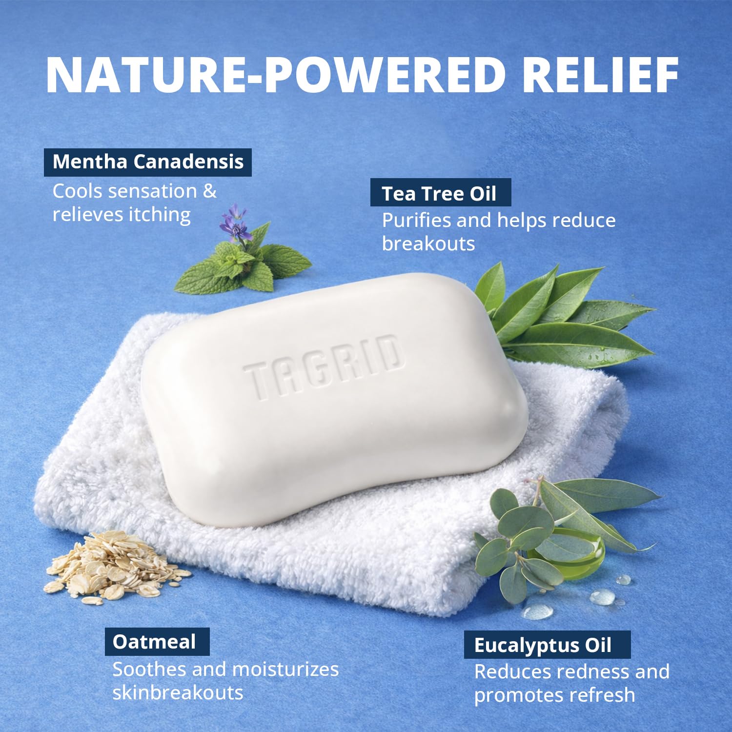 TAGRID antifungal soap with tea tree oil oatmeal and botanical ingredients supports gentle cleansing and skin comfort for daily use