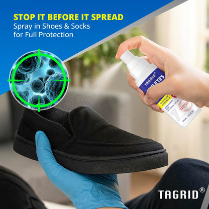 TAGRID antifungal foot spray for shoes and socks helps prevent fungus spread and provides odor control and athlete’s foot protection