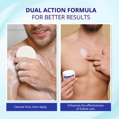 TAGRID folliculitis care system with soap and cream supports a two step cleansing and skin care routine for improved skin comfort