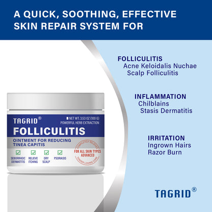 TAGRID folliculitis treatment system helps relieve inflammation irritation and ingrown hair while supporting overall skin repair with antifungal care