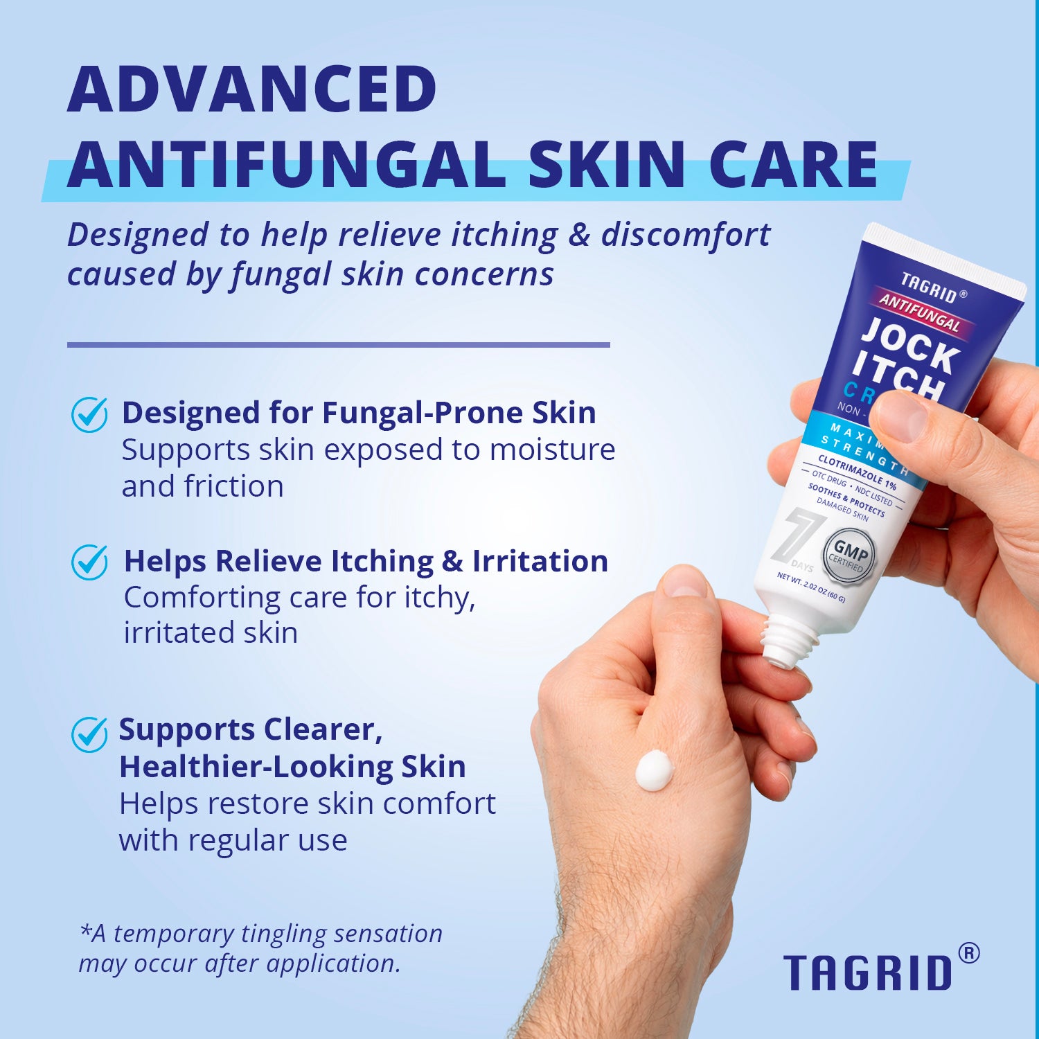 TAGRID jock itch cream with clotrimazole 1 percent supports antifungal skin care for itching irritation and healthier status skin