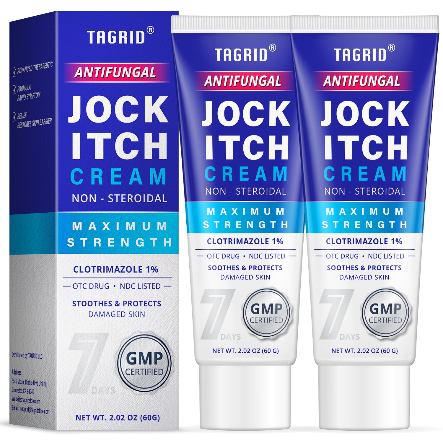 TAGRID jock itch cream multipack with clotrimazole 1 percent for daily antifungal skin care and long lasting use