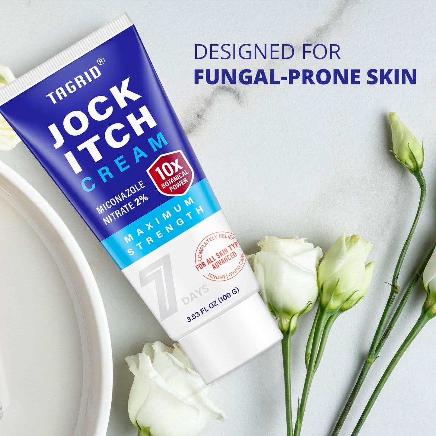 TAGRID jock itch antifungal cream with miconazole nitrate 2 percent designed for fungal prone skin supports relief of irritation and daily skin comfort
