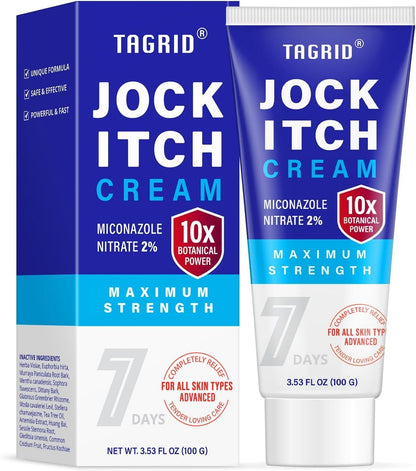 TAGRID jock itch cream with miconazole nitrate 2 percent antifungal formula supports relief of itching irritation and daily skin comfort