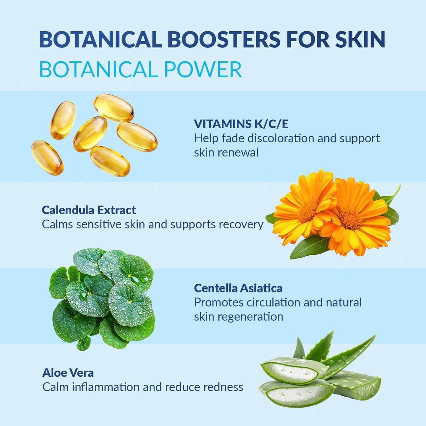 TAGRID Arnica Cream with plant based ingredients including vitamins K C E, Calendula Extract, Centella Asiatica, and Aloe Vera to soothe sensitive skin and reduce redness.