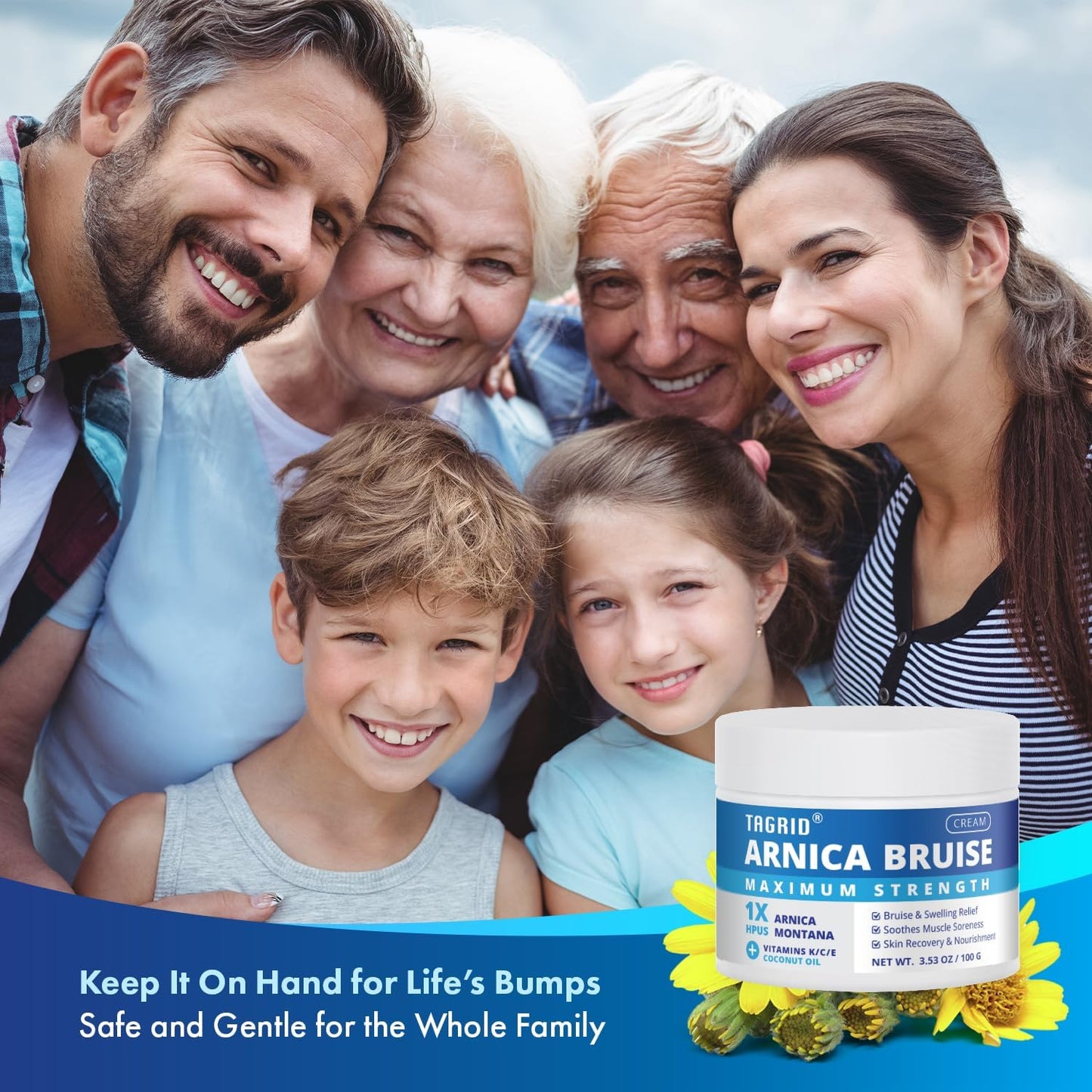 TAGRID Arnica Bruise - Keep it on hand for life’s bumps. Safe and gentle for the whole family. Helps soothe bruises and swelling with Arnica Montana.