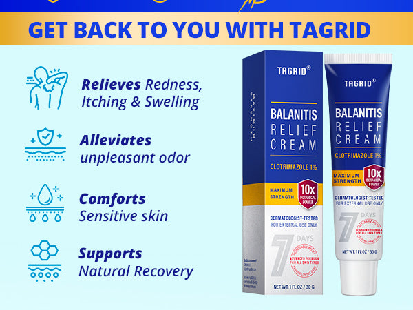 TAGRID antifungal cream for men, fast absorbing formula, helps relieve itching redness and discomfort, supports sensitive skin care with lightweight non greasy texture and daily use comfort