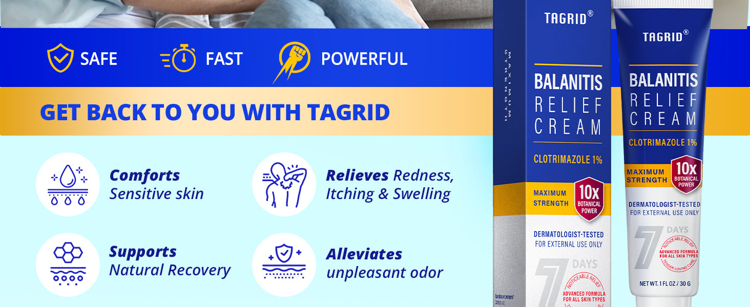 TAGRID antifungal cream for men, fast absorbing formula, helps relieve itching redness and discomfort, supports sensitive skin care with lightweight non greasy texture and daily use comfort