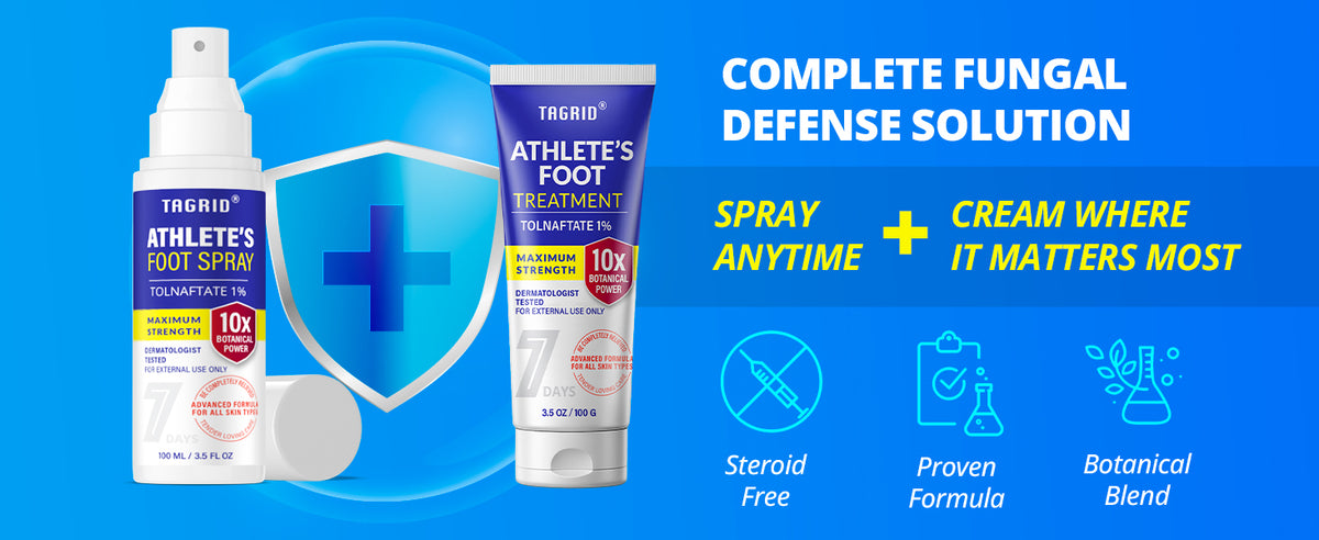 TAGRID antifungal spray with tolnaftate 1 athletes foot treatment combined with antifungal cream provides complete foot fungus defense system for daily protection and targeted care