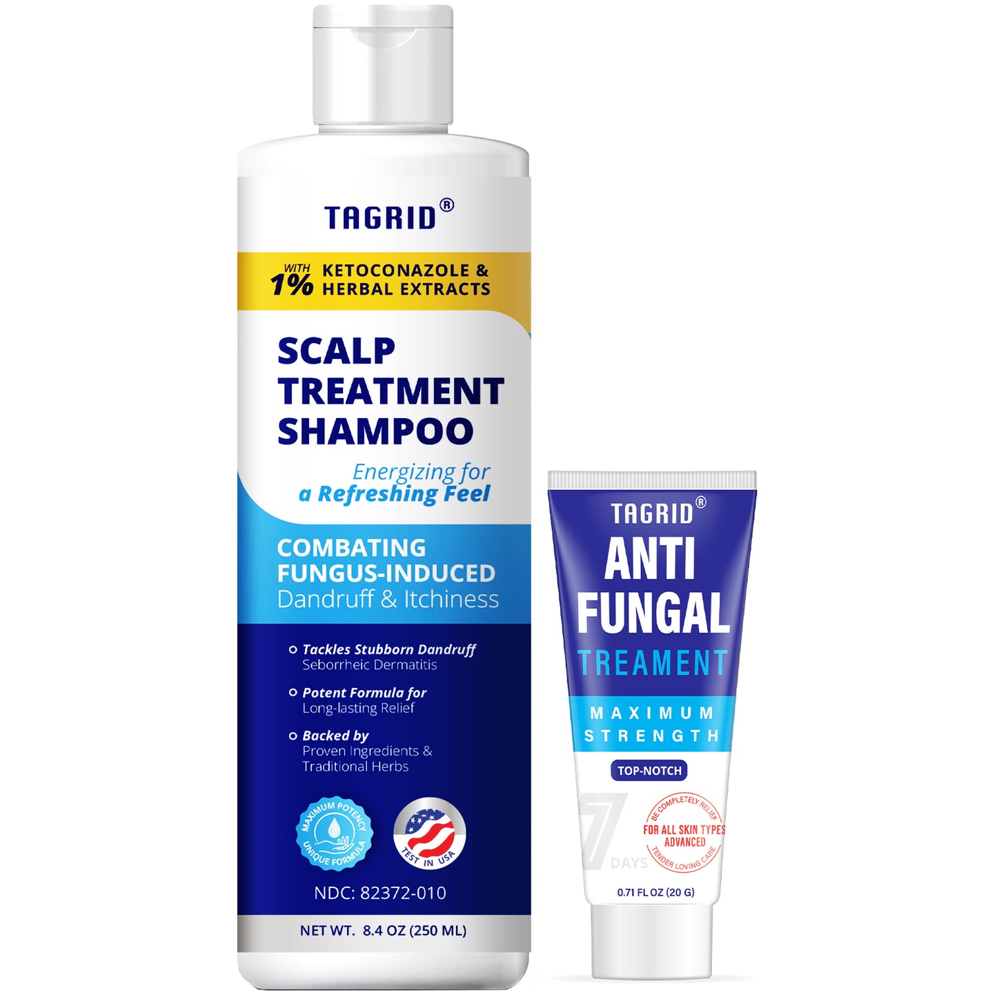 TAGRID 1% Ketoconazole Scalp Support Shampoo and Multi-Purpose Soothing Cream Combination Pack