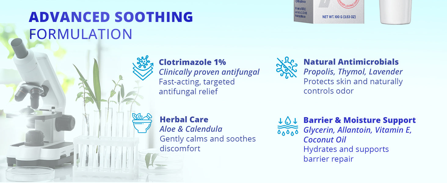 TAGRID antifungal cream with clotrimazole 1, advanced soothing formula with herbal ingredients, helps relieve itching redness and irritation, supports sensitive skin barrier hydration and daily skin comfort