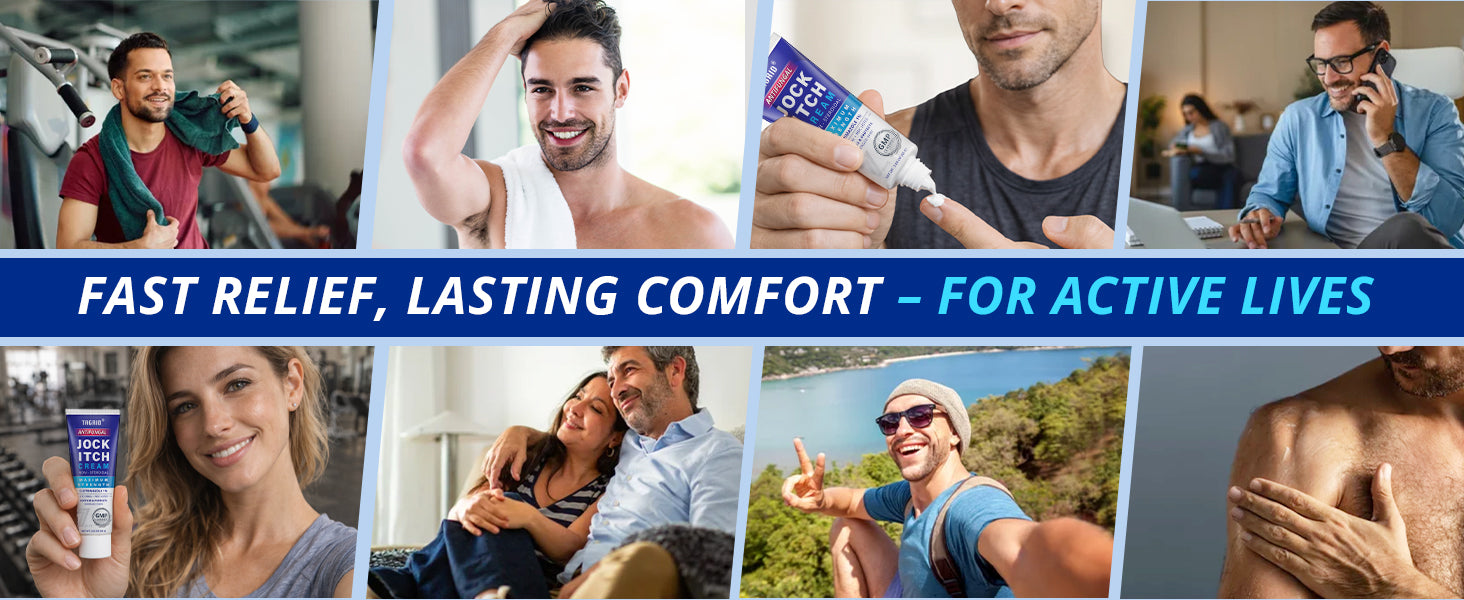 Antifungal jock itch cream with clotrimazole 1% provides fast relief from itching and irritation for active men and women daily use