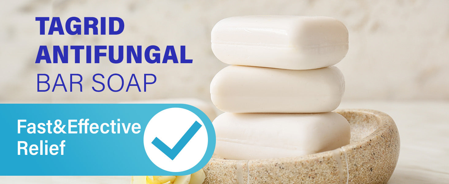 TAGRID antifungal soap with tolnaftate 1 percent tea tree oil and oatmeal, cleansing bar for daily skin hygiene, helps remove impurities and support skin prone to fungal irritation, suitable for face and body use