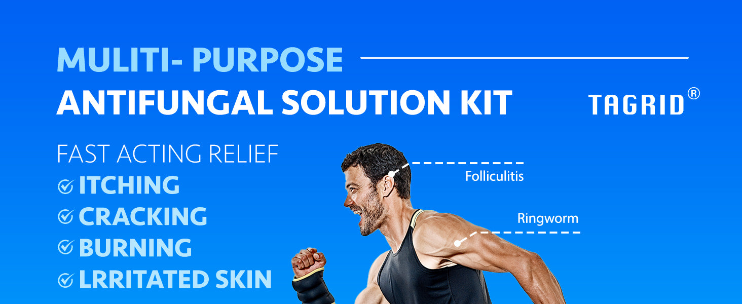 TAGRID antifungal solution kit for itching cracking burning and irritated skin, helps support relief from ringworm folliculitis and fungal skin issues, fast acting formula for daily skin care use