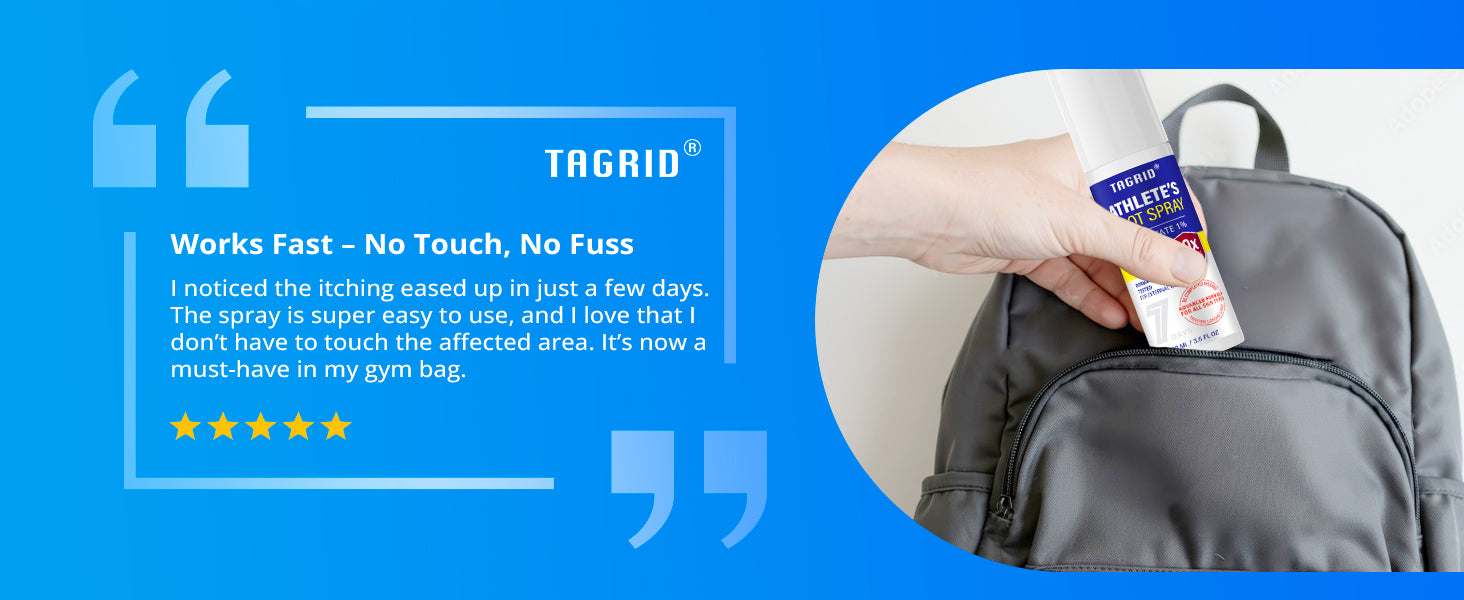 TAGRID antifungal spray with tolnaftate 1 athletes foot treatment portable foot spray for gym and travel use offers no touch application and helps relieve itching, burning and foot discomfort