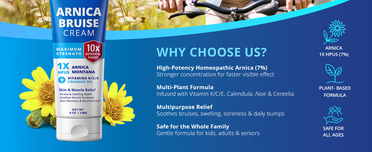 Why choose TAGRID Arnica Bruise Cream with homeopathic arnica vitamins and plant-based ingredients